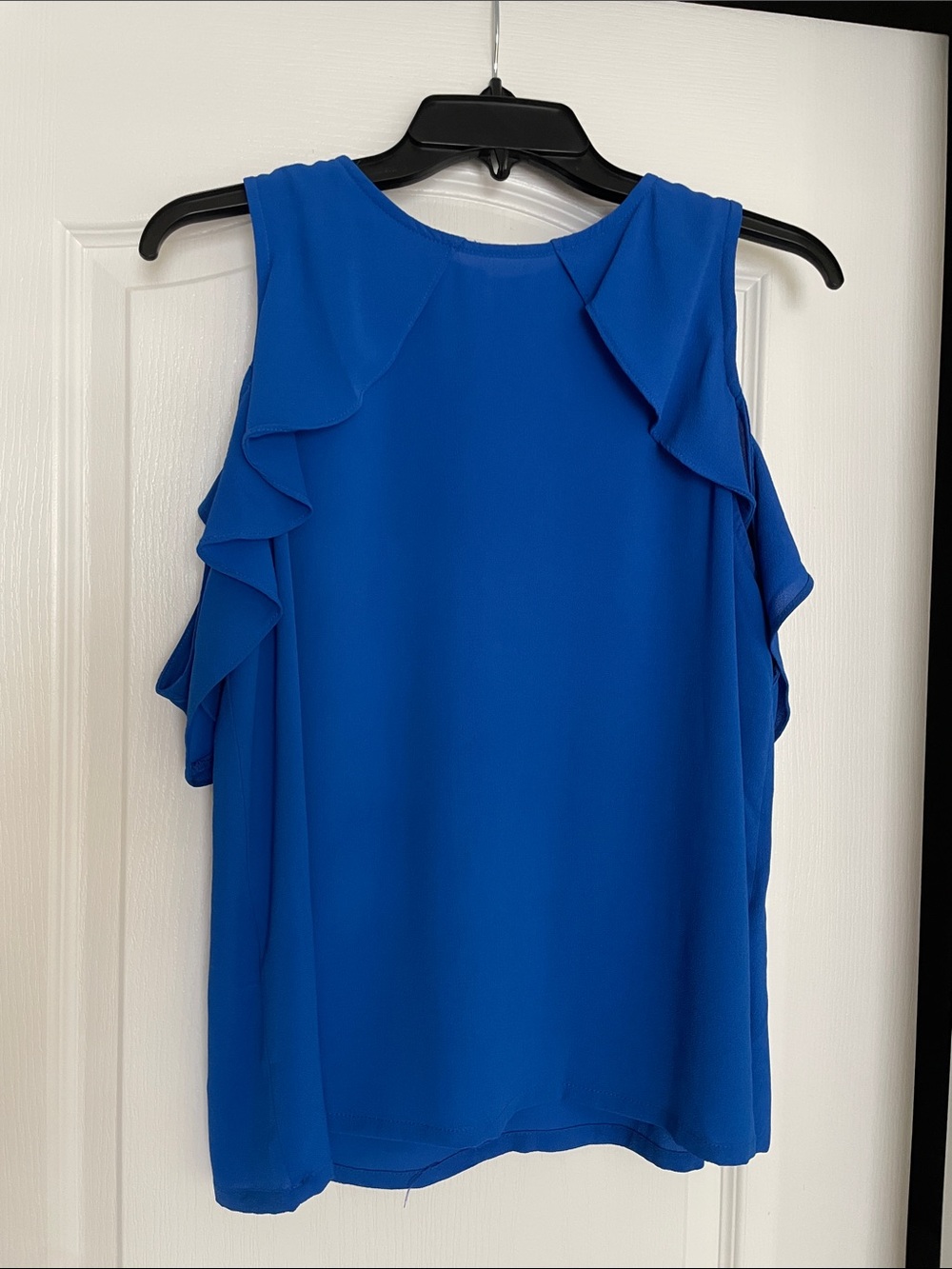 Lulu's Bold Royal Blue Ruffle Cold-Shoulder Blouse size M